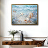 Starfish Seashell Beach Canvas, Nautical Blue Floral Seaside Wall Decor