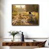 Inspirational Jesus Lost Sheep Wall Print, Christ Kneeling With Open Arms Country Road Christian Home Canvas Decor