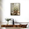 Antique Window Sill Daisy Wall Art, Wicker Basket Wildflower Still Life Canvas Print, Framed Wall Decor for Living Room Bedroom