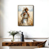 Inspirational Jesus The Good Shepherd Wall Print, Jesus Holding Lamb On Shoulders Farm Field Christian Canvas Decor