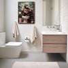 Funny Monkey Reading Newspaper On Toilet Tropical Botanical Bathroom Canvas Wall Art
