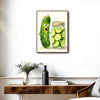 Funny Surprised Pickle Cucumber Watercolor Framed Wall Art Print
