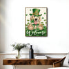 St Patricks Day Golden Retriever Welcome Canvas Wall Art