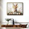 Floral Crown Winking Easter Bunny Canvas Wall Art
