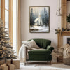 Snowy Winter Church Framed Wall Art Vintage Oil Painting Christmas Print