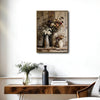 Antique Dried Wildflower Vase Wall Art, Moody Rustic Pottery Still Life Canvas Print, Framed Wall Decor for Kitchen Bedroom