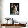 Bunny Pink Floral Dark Canvas Wall Print