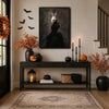 Elegant Victorian Bunny Lady Gothic Canvas Print Dark Moody Wall Art Halloween Gothic Bedroom Decor