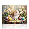 Easter Bunny Canvas Wall Art, Cute Rabbit and Easter Eggs Painting Prints, Vintage Farmhouse Spring Animal Picture, Modern Framed Easter Wall Decor for Bedroom, Living Room, Bathroom, Office
