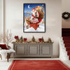 Santa Climbing Chimney With Reindeer Gift Sack Vintage Christmas Framed Wall Art