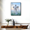 He Is Risen Wooden Cross White Cloth Easter Canvas Wall Art