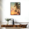 Pastel Sunset Palm Tree Canvas Poster, Dreamy Tropical Island Scenery Artwork for Vacation Home Gallery Wall Decor