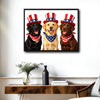 Patriotic Three Labrador Retrievers Canvas Wall Art, 4th of July USA Hat Bandana Dog Canvas Print, Red White Blue Independence Day Farmhouse Decor