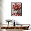 Valentine Rose Bouquet Canvas Print, Red Pink Roses in Heart Vase Vintage Floral Romantic Wall Art