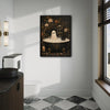 Vintage Ghost Bubble Bath Black Cat Halloween Framed Wall Art Print