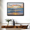 Serenity Prayer Beach Sunset Wall Art, God Grant Me The Serenity Quote Canvas Print, Christian Coastal Inspirational Home Decor