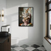 Bunny Reading Bunny Daily Newspaper Pink Toilet Bathroom Canvas Wall Art