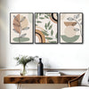 Set of 3 Boho Abstract Leaf Geometric Rainbow Sage Green Framed Wall Art Prints