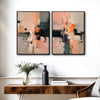 2 Piece Blush Pink Grey Black Textured Abstract Canvas Prints Warm Tone Impasto Oil Painting Style Neutral Wall Art