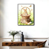 Watercolor Bunny Basket Easter Eggs Butterfly Tree Stump Canvas Wall Art