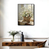 Antique Window Sill Daisy Wall Art, Wicker Basket Wildflower Still Life Canvas Print, Framed Wall Decor for Living Room Bedroom