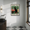 Cute Black Cat Wash Your Little Paws Canvas Wall Art Kids Bathroom Decor