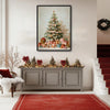 Pastel Christmas Tree & Gifts Framed Wall Art Vintage Oil Painting Print