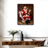 Humorous Christmas Framed Canvas Art | Funny Santa on Toilet Bathroom Wall Decor, Retro Holiday Xmas Wall Hanging Gift
