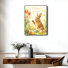 Happy Easter Rabbit Floral Cross Canvas Print