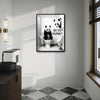 Two Pandas Are You Pooping Funny Quote Canvas Wall Art Black White Panda Bathroom Restroom Wall Decor