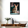 Bunny Pink Floral Dark Canvas Wall Print