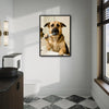 Whimsical German Shepherd Bathroom Poster, Dog Brushing Teeth At Sink Print, Fun Wall Art for Dog Lovers