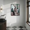 Funny Easter Bunny Toilet Newspaper Canvas Wall Art Easter Holiday Bathroom Decor