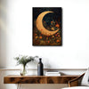 Antique Botanical Crescent Moon Canvas Wall Art Boho Celestial Home Decor