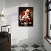 Funny Santa Hugging Toilet Paper Rolls On Toilet Framed Wall Art Christmas Decoration