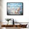 Underwater Starfish Seashell Blue Floral Canvas Print, Coastal Beach Horizontal Wall Art