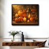 Rustic Fall Pumpkin Lantern Candle Canvas Wall Art