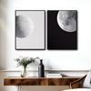 Set of 2 Black and White Moon Canvas Wall Art Minimalist Lunar Phase Planet Framed Wall Decor Living Room Bedroom
