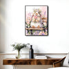 Watercolor Lop Bunny Flower Crown Rose Garden Bench Canvas Wall Art