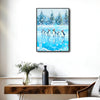 Festive Winter Penguin Canvas Print, Adorable Penguins with Santa Hats Skating on Ice Holiday Wall Art