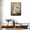 White Rabbit with Flower Crown Wildflower Field Canvas Wall Art