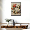Vintage Red Carnation White Rose Flower Wreath Canvas Wall Art