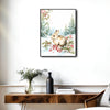 Winter Bunny Framed Wall Art Watercolor Snow Forest Rabbit Christmas Farmhouse Print
