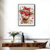 Cute Highland Cow With Heart Sunglasses Wall Art, Red Bow Lollipop Canvas Print, Fun Cow Lover Home Decor