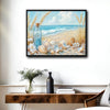 Beach Seashell & Message Bottle Canvas Print, Coastal Horizontal Wall Art