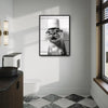 Black White Otter With Toilet Paper Roll Hat Canvas Wall Art Funny Animal Bathroom Restroom Wall Decor
