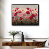 Vibrant Poppy Field Framed Wall Art, Impressionist Floral Canvas Print