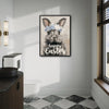 Happy Easter Grey Bunny Blue Floral Crown Canvas Wall Art