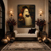 Vintage Reading Ghost Black Cat Library Halloween Framed Wall Art Print