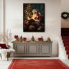 Vintage Santa Reading Book Framed Wall Art Classic Oil Painting Christmas Print